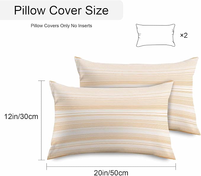 Orange Stripe Waterproof Outdoor Pillow Covers Set of 2 Home Decor, Abstract Art Modern Vertical Striped Pillowcase Patio Pillow Covers for Couch Bench Furniture Garden 20x12in