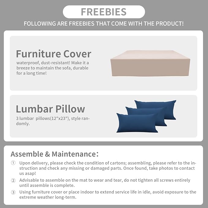 Rattaner 9 Pieces Outdoor Sectional All-Weather HDPE Brown Wicker Patio Furniture Set Patio Sectional and Glass Patio Table Non-Slip Cushions and Waterproof Covers, Navy Blue