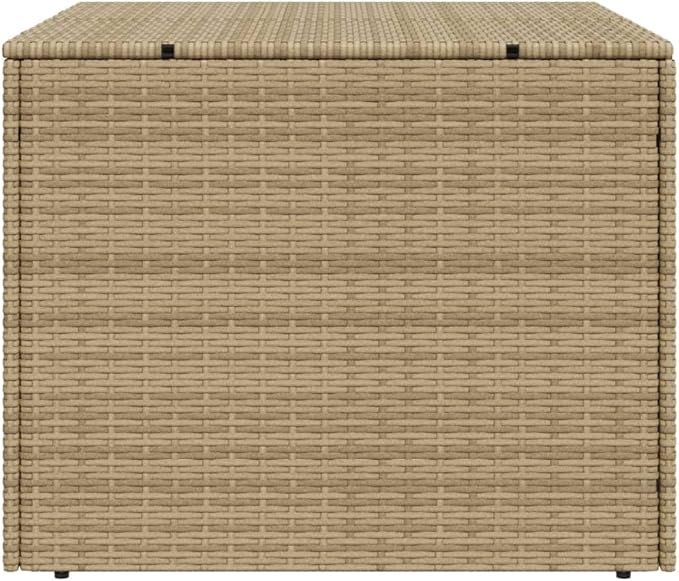 Large Garden Storage Box Mix Beige PE Rattan Outdoor Storage Container with 77 Gallon Capacity, Weather Resistant and Durable Material for Patio Furniture Protection, Easy