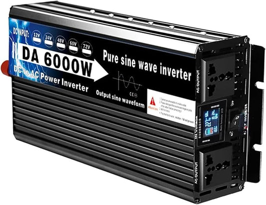 12v 220v Pure Sine Wave Power Inverter 3500W 5500W 6000W Voltage Converters Double Outlet Car Solar Inverter 110V 50HZ 60HZ Universal(3500W,72V_240V(60HZ))