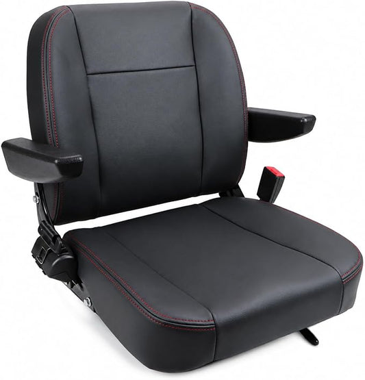 Universal Forklift Seat Replacement,Zero Turn Mower Tractor Seat with Micro Switch-Armrest & Safety Belt,Waterproof PU Leather Seat Fit for Ariens,Snapper,Lawn Mower,Skid Loader,Excavator