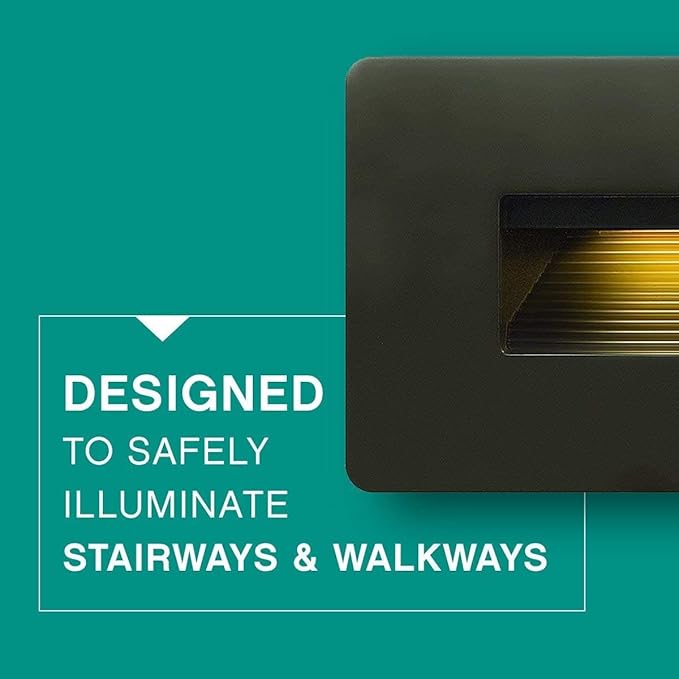 Hinkley Landscape Lighting Luna Horizontal 12v Step Light, Low-Voltage, 2700K, Fits Standard Gang Junction Box, Integrated LED, Bronze