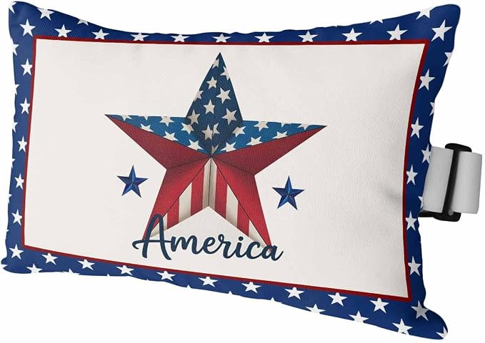 Outdoor Pillows Covers with Inserts 4th of July Patriotic American Flag Freedom Stars Waterproof Pillow with Adjustable Strap Throw Pillows for Patio Furniture Recliner Lounge Chair, 11x16 inch, 1PCS