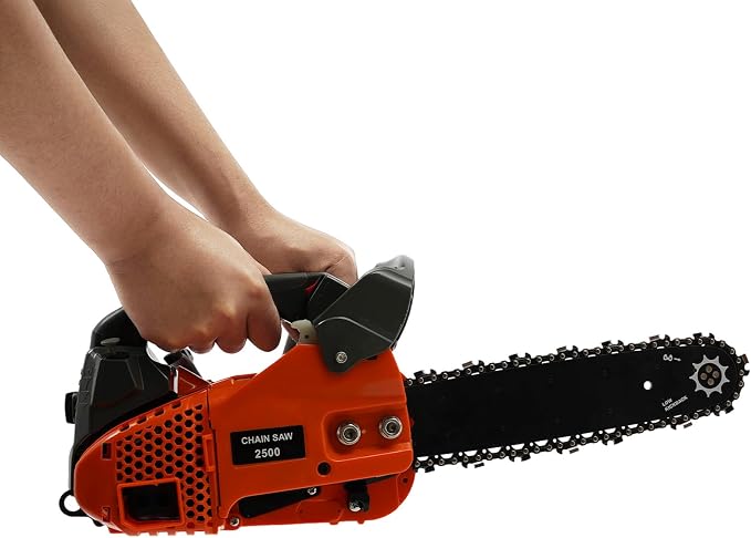 12Inch Gas Chainsaw, 2-Stroke 1.22HP Engine Handheld Gas Power Chain Saw with Air-cooled, Pull Start Petrol Saws Set for Wood Cutting, Garden Pruning, Forest Logging, 9000RPM