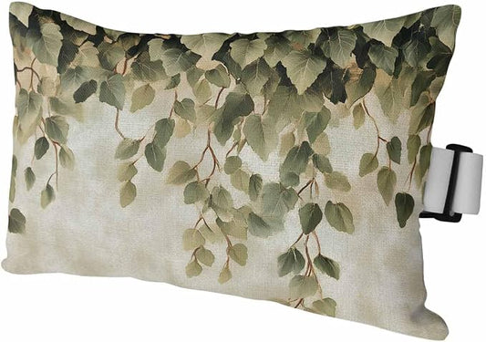 Pack of 2 Outdoor Lumbar Cushions with Inserts, Spring Leaf Plant Vintage Linen Oil Painting Waterproof Fluffy Fade Body Pillows, Patio Furniture Pillow for Home Balcony Garden Decor 11x16IN
