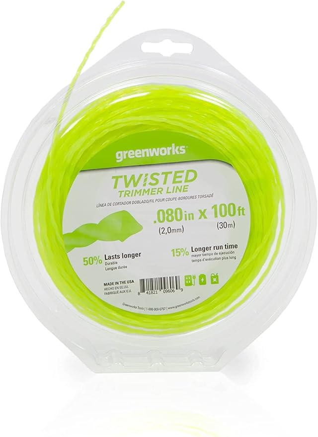 Greenworks 48V (2 x 24V) 15” TORQDRIVE String Trimmer, 0.080" Trimmer Line, (2) 2Ah USB Batteries and Dual Port Charger