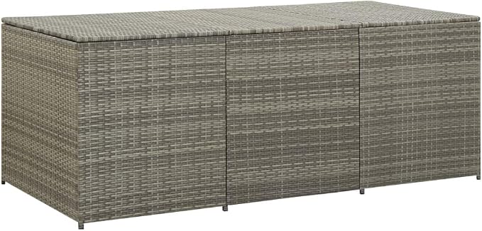 Garden Storage Box Indoor/Outdoor Storage Container and Gardening Tools - Store Items on Patio, Garage, Yard.Poly Rattan 70.9"x35.4"x29.5" Gray