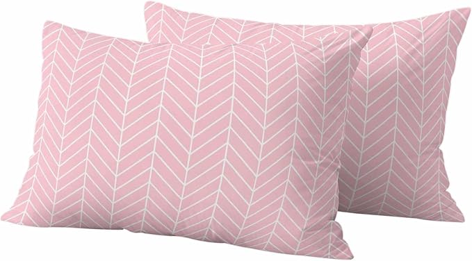 Outdoor Waterproof Throw Pillow Covers Set of 2 Pink Chevron Stripes Lumbar Pillowcases 20x12 Inches Modern Geometric Texture Decorative Pillows Cushion Case Patio Pillows for Couch Bed Chair Garden