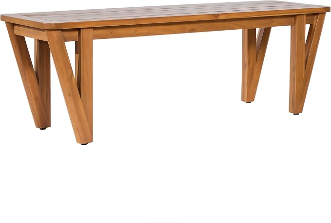 Christopher Knight Home Cove Acacia Wood Outdoor Dining Set for 6, Patio Dining Table with Bench, 3 Piece Outdoor Dining Table Set, Teak