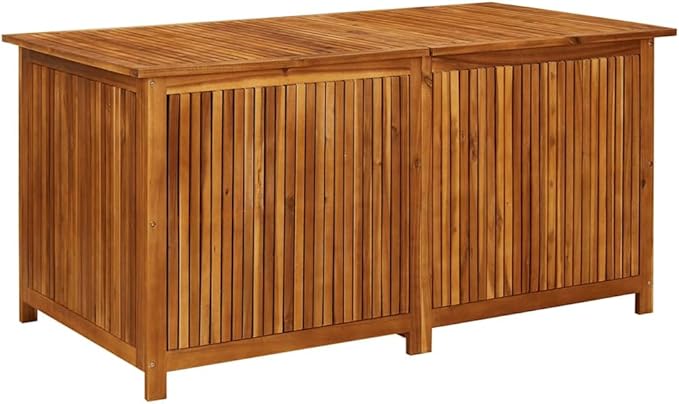 Outdoor Storage Box Bench 59.1"x31.5"x29.5" Solid Acacia Wood with Waterproof Liner, Multi-Functional Patio Furniture for Cushions, Toys, Gardening Tools, Indoor & Outdoor Use, Gas Lift Lid