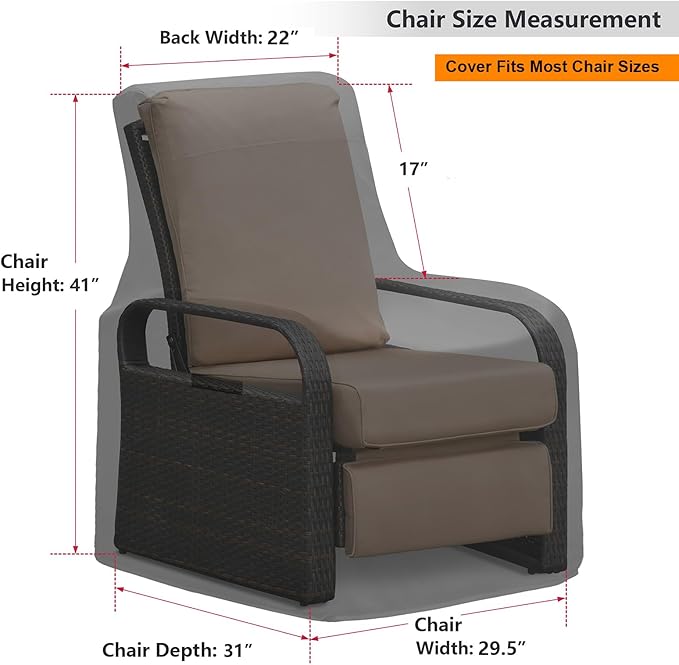 Skypatio Patio Chair Cover Waterproof, Outdoor Furniture Storage Cover for All Weather Protection (Black)