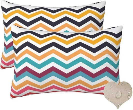Outdoor Pillows Waterproof Set of 2 Outdoor Pillow Covers 16x24 Inch, Striped Throw Pillows Vintage Pillow Covers, Garden Decorative Pillows Outdoor Pillows for Patio Furniture Car Home Decor -hs304