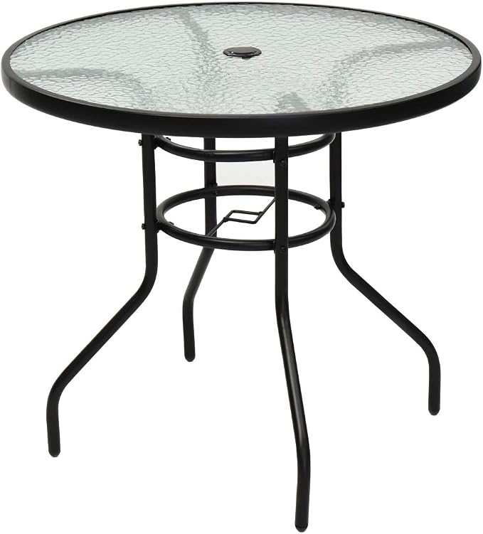 S AFSTAR 5 Pieces Patio Dining Set, 4 Folding Chairs with Table, Portable Wicker Chairs Furniture Set for Outdoor Garden Backyard (4 Chairs w/ 28''H Classic Round Table)