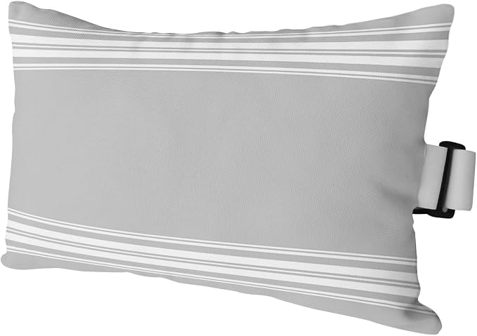 Outdoor Pillows Covers with Inserts Farmhouse Gray White Stripe Waterproof Recliner Pillow with Adjustable Strap Throw Pillows for Patio Furniture Pool Lounge Chair, 11x16 inch, 1PCS