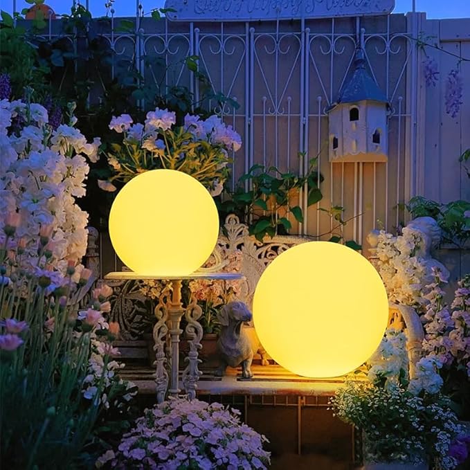 12-in Solar Garden Globe Light Outdoor, Solar Glowing Ball Light w/Remote, 16 RGB Color Changing Waterproof Large Outdoor Orb Lamp, Landscape Lighting Mood Lamp w/Ground Stake for Patio Yard Lawn Path