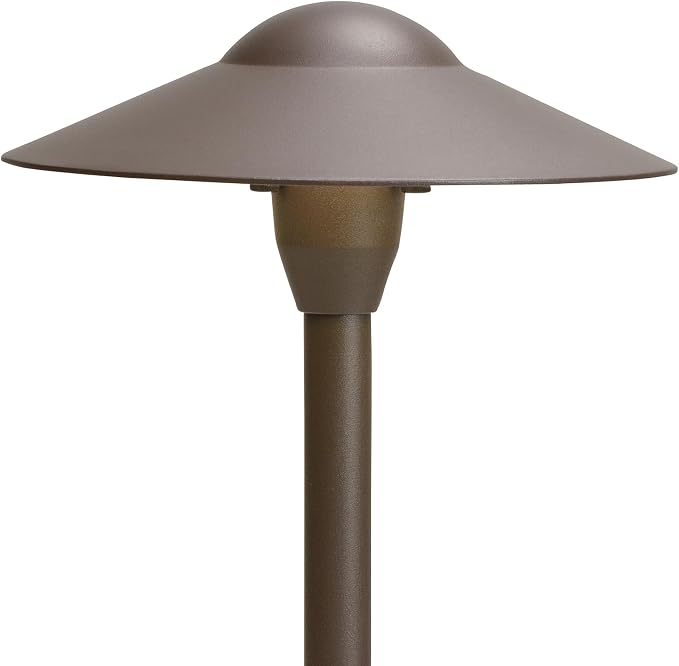 Kichler 8" Outdoor LED Path Light in Textured Architectural Bronze , 12V Adjustable Exterior Dome Light, (8.25" W x 21" H), 15310AZT