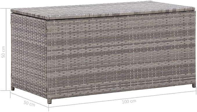 Garden Storage Box Indoor/Outdoor Storage Container and Gardening Tools - Store Items on Patio, Garage, Yard.Poly Rattan 39.4"x19.7"x19.7" Gray