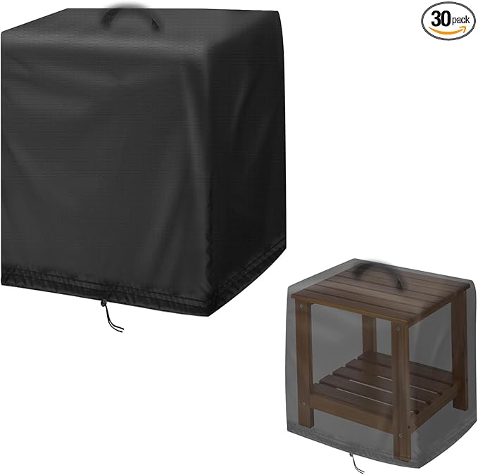 Outdoor Side Tables Cover for Utoplike Teak Outdoor Side Table for Patio, Waterproof Pool Coffee Accent Table Cover Wood End Tables Covers- 16"L x 13"W x 17"H