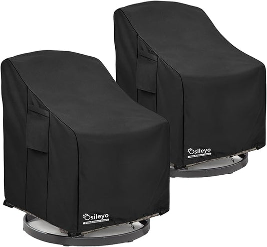 Patio Chair Covers 2 Pack,Swivel Lounge Chair Cover,Waterproof Heavy Duty Patio Furniture Covers for Outdoor Swivel Lounge Chair(30 W x 34 D x 38.5 H inches) Black