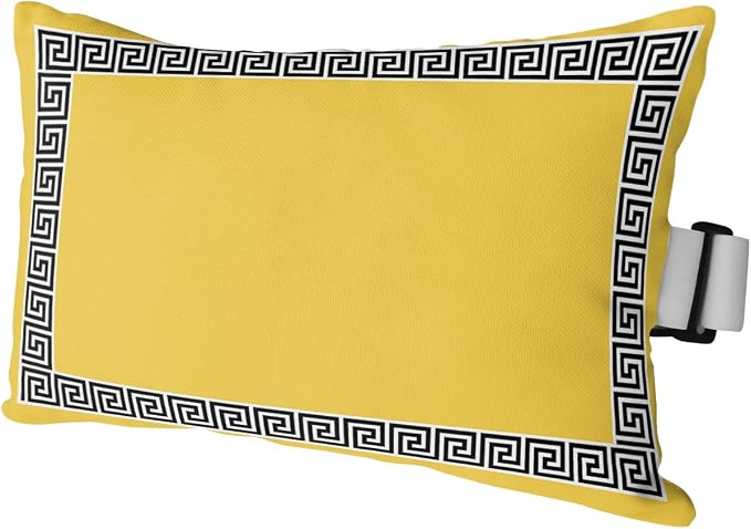 Outdoor Pillows Covers with Inserts Yellow Traditional Greek Key Meander Square Geometric Waterproof Pillow with Adjustable Strap Throw Pillows for Patio Furniture Lounge Chair, 11x16 Inch, 1PCS