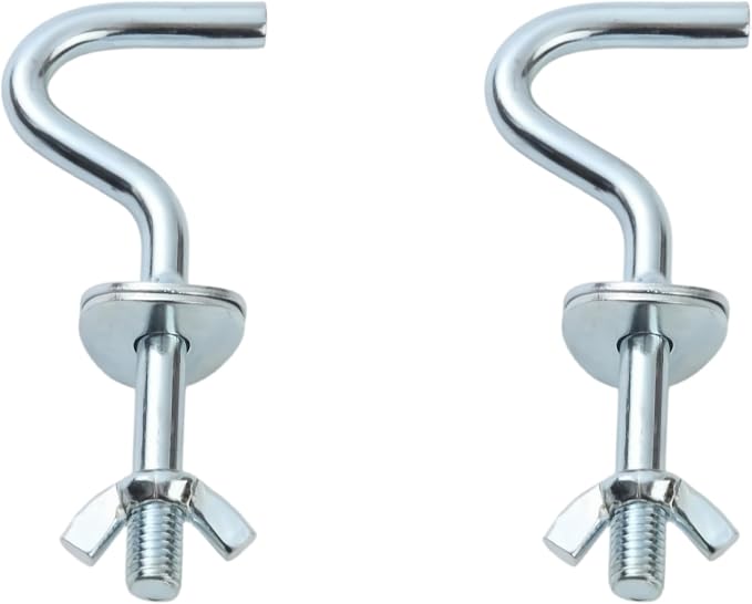 2PCS Heavy Duty Metal Hammock Hooks, Silver Zinc Plating Replacement Hardware for 3/8 Inch Holes, Fits 1-1/4 to 2 Inch Stand Posts, Indoor Outdoor Accessories