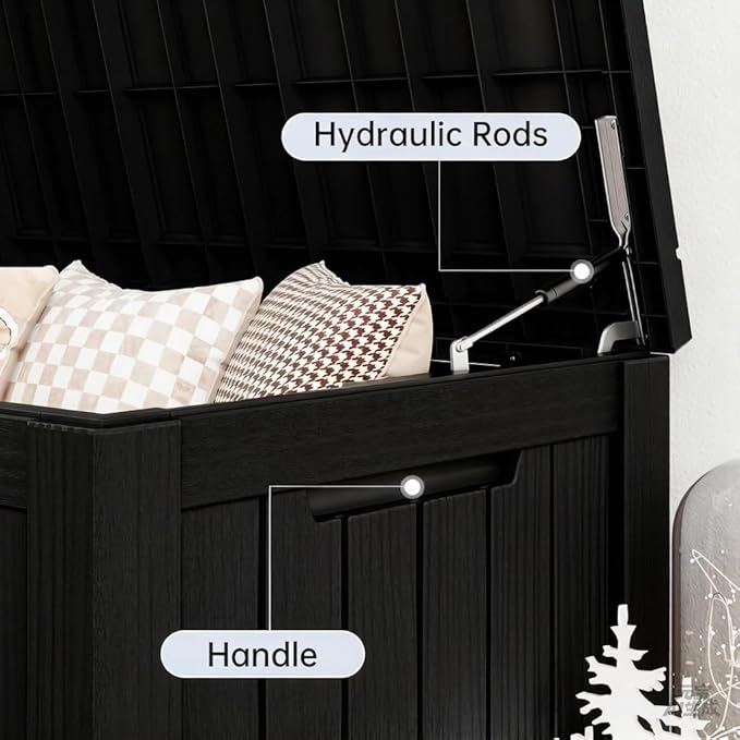 Outdoor Storage Box, 120 Gallon Resin Deck Boxes Outdoor Waterproof For Patio Furniture, Garden Tools, Pool Supplies, Lockable And UV Resistant (Striped Black)