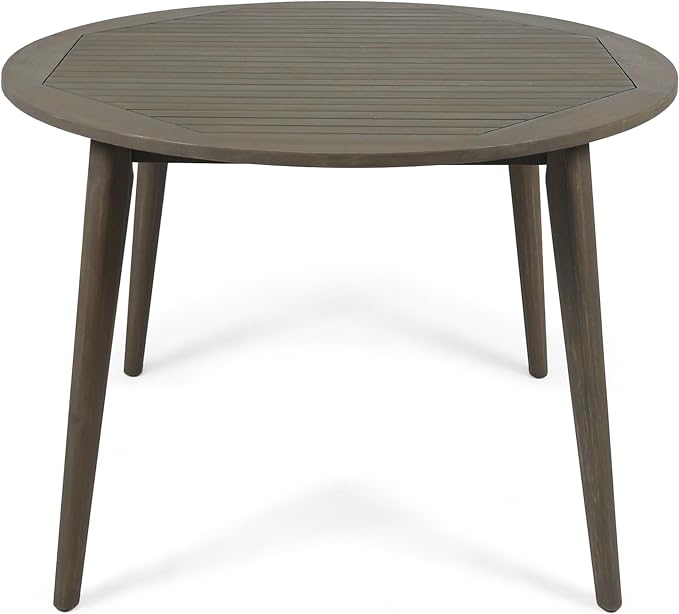 Christopher Knight Home Pag Outdoor 5 Piece Acacia Wood Dining Set with Round Table, Gray Finish