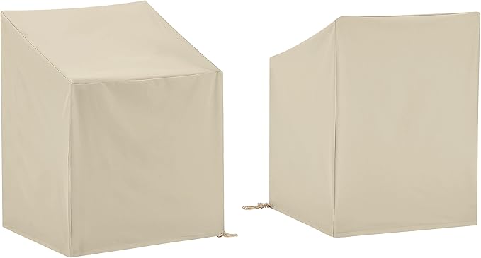 Crosley Furniture Patio Furniture Covers, Waterproof 2-Piece Outdoor Chair Cover Set for Dining Chairs, Tan