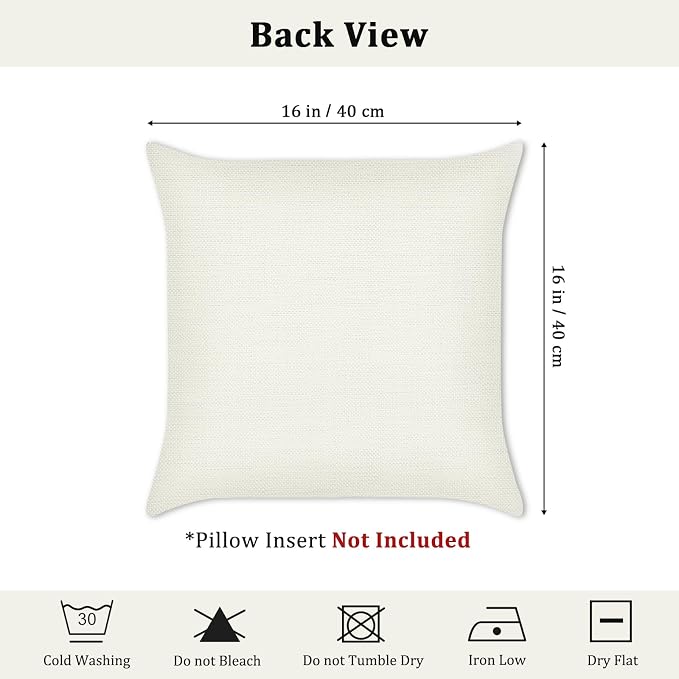 Bonhause Tropical Leaves Throw Pillow Covers 16x16 Set of 4 Green Palm Leaf Decorative Pillow Cases Polyester Linen Outdoor Cushion Covers for Sofa Couch Garden Home Decor