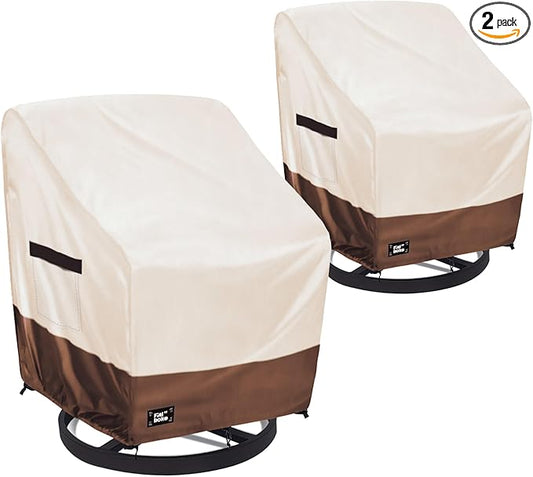 Outdoor Chair Covers 2 Pack, (33"W x 35"D x 38"H)100% Waterproof Heavy Duty Patio Furniture Covers ,Outdoor Furniture Covers Waterproof for Patio Chair Covers,Beige&brown