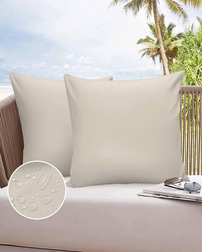 Outdoor Waterproof Throw Pillow Covers Set of 2 Swan White Pillowcases 24x24 Inches Simple Style Patio Decorative Pillows Cushion Case Patio Pillows for Couch Bed Chair Garden