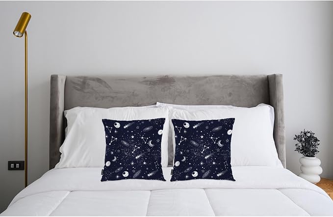 Swono Home Decorative Throw Pillow Covers Galaxy Space, Cosmos Stars Space Galaxy Constellation Set of 2 Modern Pillow Case Cushion Cover for Sofa Couch Bed Farmhouse Pillows Covers Decor 18x18 Inch