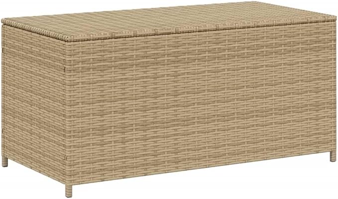 Modern Woven Design Outdoor Storage Box PE Rattan Weather Resistant Garden Storage Container for Cushions Large Capacity Garden for Cushions Outdoor Box for Patio Furniture Mix