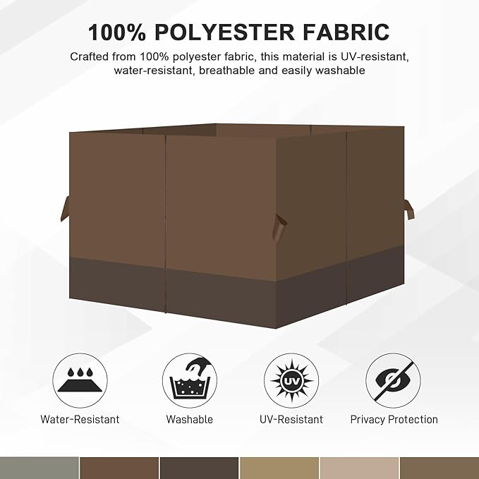 Aoodor 10x13 ft Outdoor Gazebo Curtains, 4 Panels Waterproof Privacy Sidewall Replacement with Zipper for Patio Pergola and Canopy, Brown and Coffee