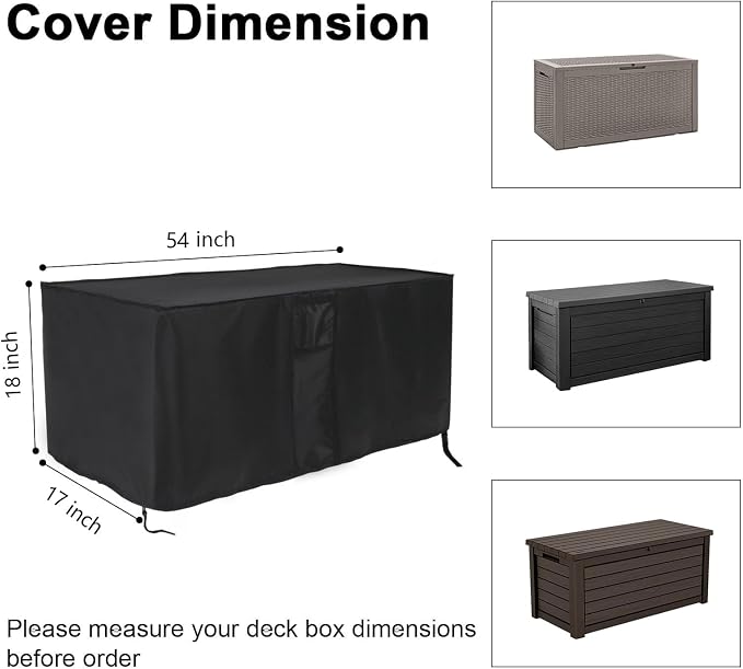 Outdoor Storage Box Cover for Deck Box, Deck Box Cover, Waterproof Patio Storage Box Covers - 54 x 17 x 18 Inch