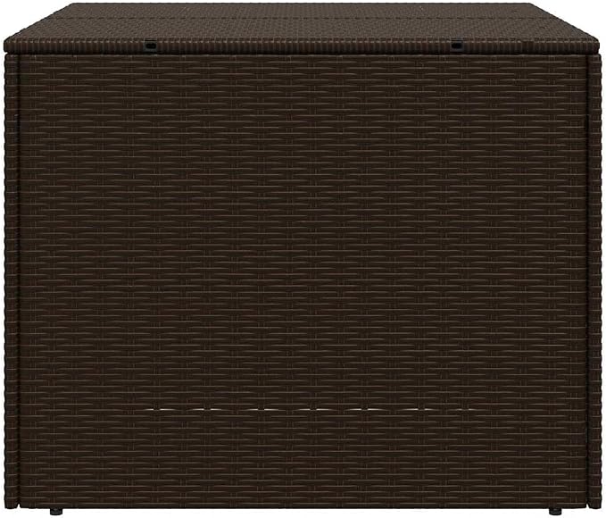 Garden Storage Box Brown Poly Rattan Deck Box with Inner Bag, 291L Large Outdoor Storage Bin for Patio Furniture Cushions and Backyard Tools, 31.5 Inches Long