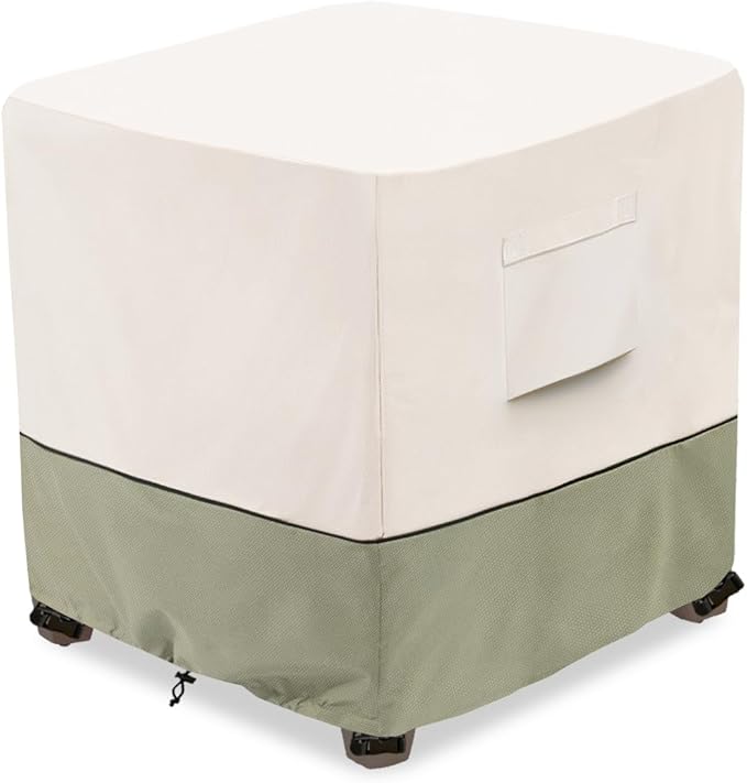 Bitubi Waterproof Patio Ottoman Cover, Heavy Duty Square Outdoor Side Table Furniture Covers Size 22L x 22W x 18H inch (Beige)