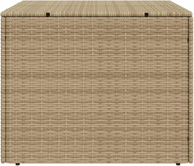 76.9 Gallon Mix Beige Poly Rattan Garden Storage Box with Water-Proof Inner Bag and Powder-Coated Steel Frame for Patio Cushions and Blankets
