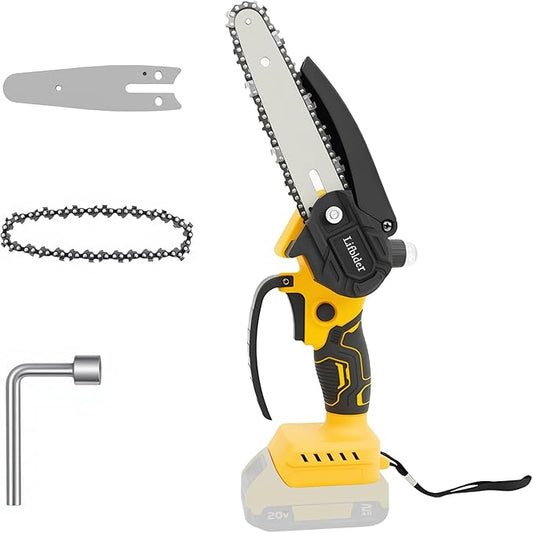 Mini Chainsaw Cordless Fit for Battery 20V, 6-Inch & 4-Inch 2-in-1 Electric Chainsaw with Auto Oiling, 5m/s Chain Speed & Safety Lock, Lightweight for Branch Pruning, Tree Trimming (NO Battery)