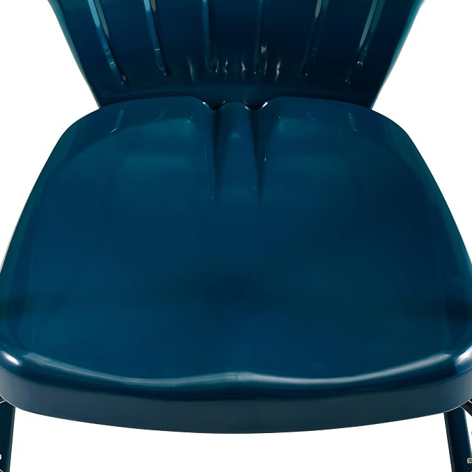 Crosley Furniture Ridgeland 5-Piece Outdoor Dining Set for 4, Retro Metal Round Patio Table and Chairs, Navy Gloss