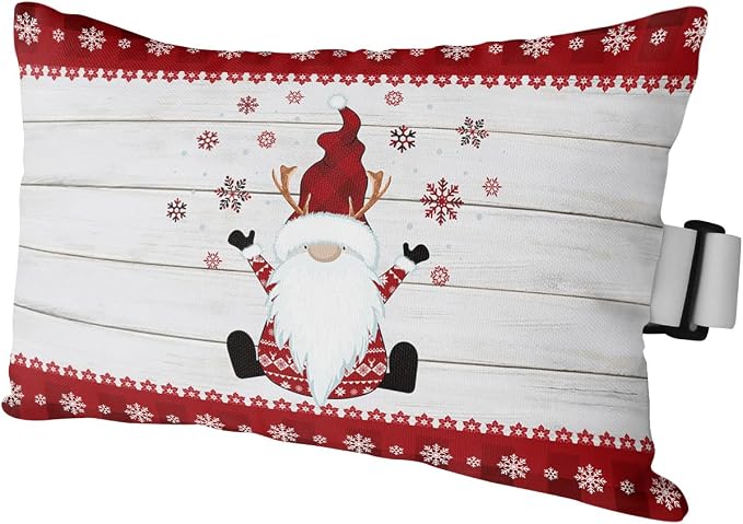 Outdoor Pillows Covers with Inserts Christmas Winter Holiday Xmas Dwarf Snowflake Waterproof Recliner Pillow with Adjustable Strap Throw Pillows for Patio Furniture Pool Lounge Chair, 11x16 inch, 1PCS