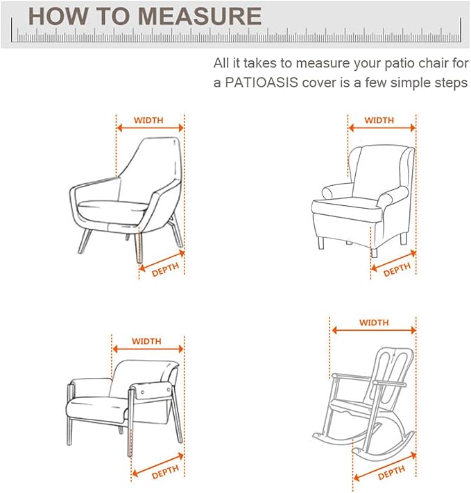 Waterproof Grey Large Outdoor Rocking Chair Cover 2 Pack 40''W x 40''D x 36''H Hampton Bay Oversized Wicker Patio Furniture Chair Covers Set of 2