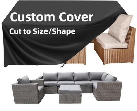 SINCERE Custom Size Patio Furniture Covers, Tailored Outdoor Waterproof Table Chair Set Cover, Heavy-Duty All-Weather UV Protection Bespoke Garden Sectional Sofa Couch Dust Covers, Fade Rust Resistant