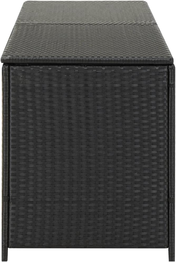 Outdoor Rattan Wicker Garden Storage Box, Patio Deck Storage Box, Patio Storage Container for Indoor, Patio Furniture Cushions, Pool Supplies,Poly Rattan 78.7"x19.6"x23.6" Black,-233