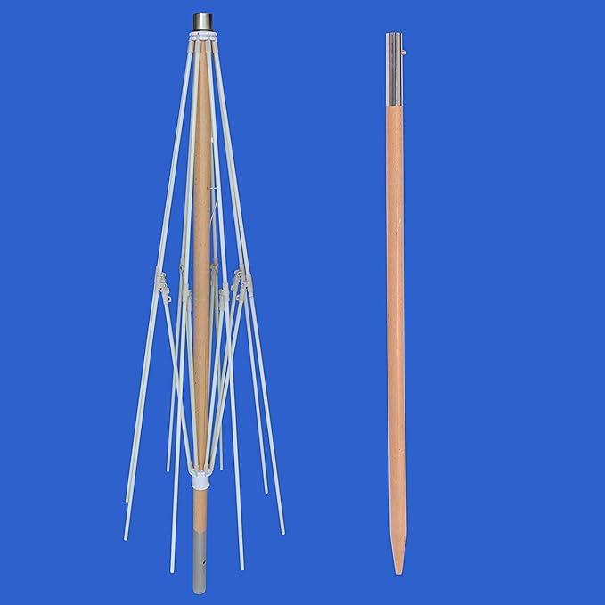 AMMSUN 7.5ft Heavy Duty High Wind Beach Umbrella Commercial Grade with Air Vent Ash Wood Pole & Carry Bag UPF 50+ Sun Protection for Patio Garden Pool Backyard Blue
