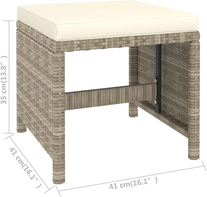 BOWERY HILL Contemporary Synthetic Poly Rattan 6-Piece Patio Dining Set, Powder-Coated Beige/Cream Finish, Cushioned Seats, Weather-Resistant Outdoor Dining Furniture for Garden or Terrace