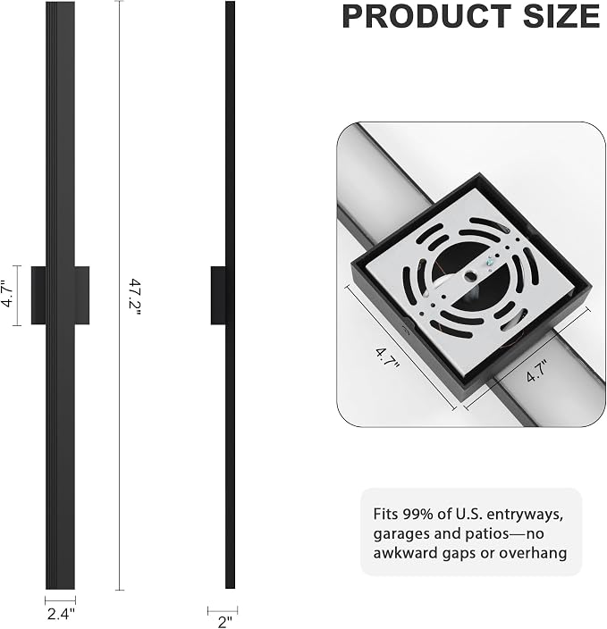LamQee Aluminum 47 in Long Outdoor Wall Light Fixture, 3000K Integrated LED | Waterproof IP65, Modern Exterior Lights, Linear Outdoor Sconce, Wall Mount Outside Lighting, for House Porch Patio Garage