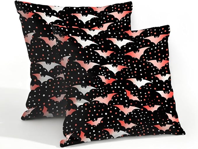 20x20 Inch Outdoor Pillow Covers Set of 2 Waterproof Throw Pillow Covers Decorative Couch Cushion Covers Polka Dot Bat Square Pillowcases Protectors for Patio Garden Sofa