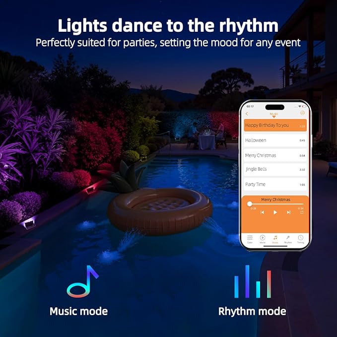 ILC LED Flood Light 80W, 8000LM, Outdoor RGB Color Changing, Smart Floodlights RGBW 2700K Warm White & 16 Million Colors, 20 Modes, Grouping, Timing, IP66 Waterproof (2 Pack)