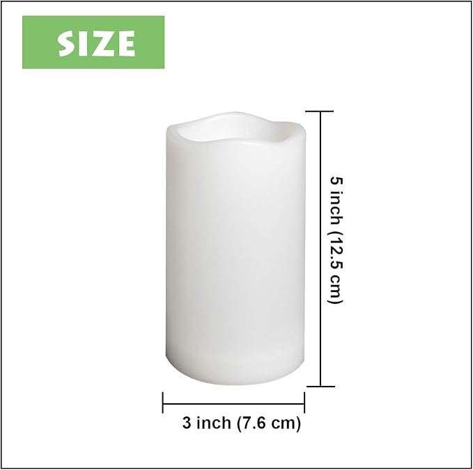 Waterproof Outdoor Flameless Pillar Candles with Timer Battery Operated Electric LED Candle Set for Gift Home Décor Party Wedding Supplies Garden Halloween Christmas Decoration, 2 Pack, 3” x 5”